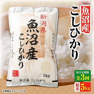 【毎月定期便】魚沼産コシヒカリ　5kg全3回
