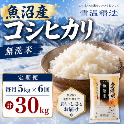 【毎月定期便】【頒布会】無洗米　雪室貯蔵魚沼産コシヒカリ5kg全6回