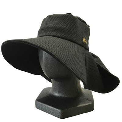 超撥水、通気するMINO軽量レディ―スHAT　ブラック
