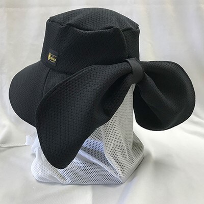 超撥水、通気するMINO軽量レディ―スHAT　ブラック