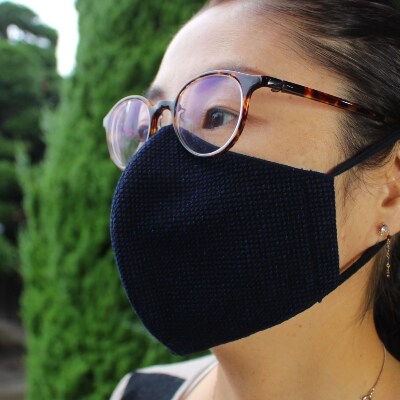 武州正藍染 刺子織マスク 紺