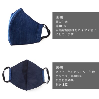 あいのマスク　藍染め立体マスク　あさぎ