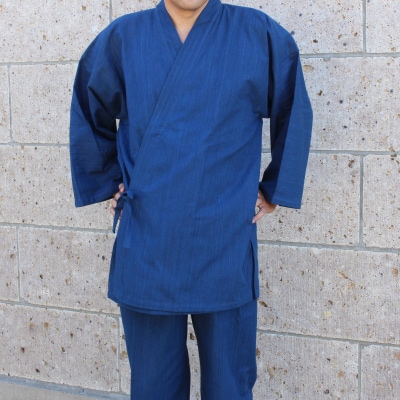 武州正藍染　作務衣　あさぎ　Lサイズ