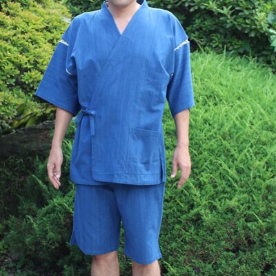 武州正藍染　甚平　あさぎ　Lサイズ