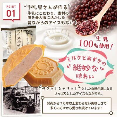 牛乳屋さんが作ったアイスクリーム　あずき味の手作りアイスもなか (24個入り)
