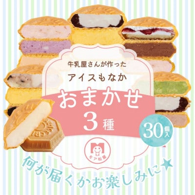 牛乳屋さんが作ったアイスクリームスイーツ　モア松屋のおまかせ3種 アイスもなか食べ比べ | 30個入