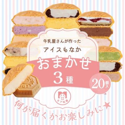 牛乳屋さんが作ったアイスクリームスイーツ　モア松屋のおまかせ3種 アイスもなか食べ比べ | 20個入