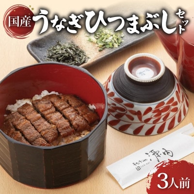 ひつまぶしセット 3人前 国産うなぎを炭火とコクのあるタレでじっくり焼き上げ