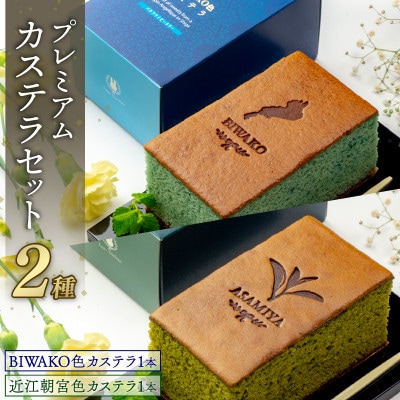 BIWAKO1本 近江朝宮抹茶1本 高級感のあるカステラでギフトにもご自宅用にも