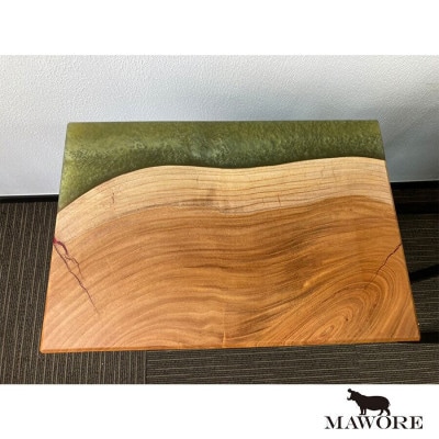 世界に1つだけのウッドレジンサイドテーブル【グリーン:ケヤキ】t001