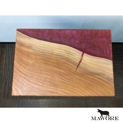 世界に1つだけのウッドレジンサイドテーブル【レッド:ケヤキ】t002