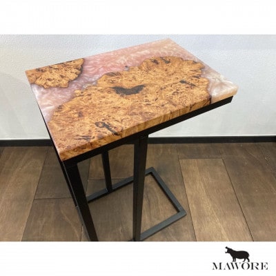 世界に1つだけのウッドレジンサイドテーブル【ピンク:さくら】t005