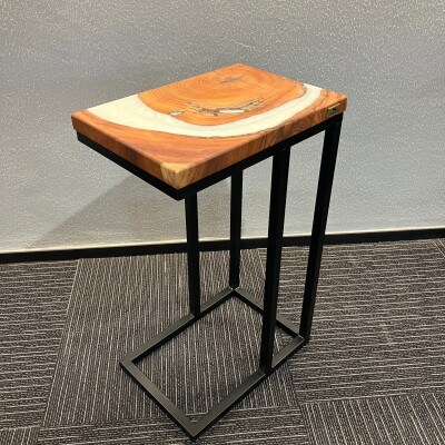 世界に1つだけのウッドレジンサイドテーブル【ホワイト:ケヤキ】t008