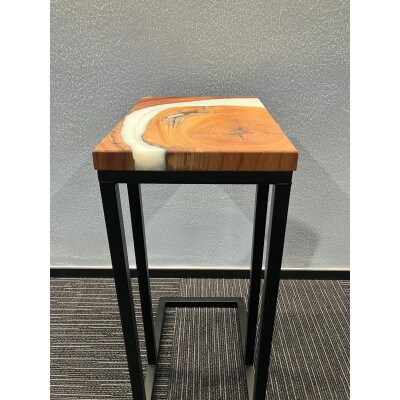 世界に1つだけのウッドレジンサイドテーブル【ホワイト:ケヤキ】t008