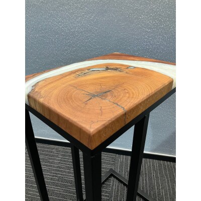 世界に1つだけのウッドレジンサイドテーブル【ホワイト:ケヤキ】t008