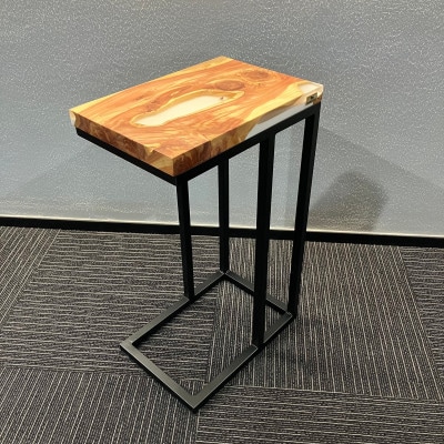 世界に1つだけのウッドレジンサイドテーブル【ホワイト&クリア:貝塚伊吹】t011