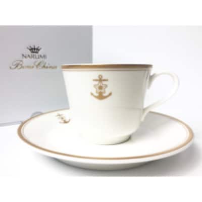 コーヒーカップ&ソーサー2客セット(桜に錨)　鳴海製陶製