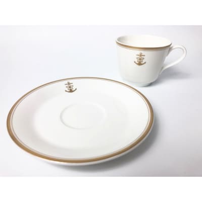 コーヒーカップ&ソーサー2客セット(桜に錨)　鳴海製陶製
