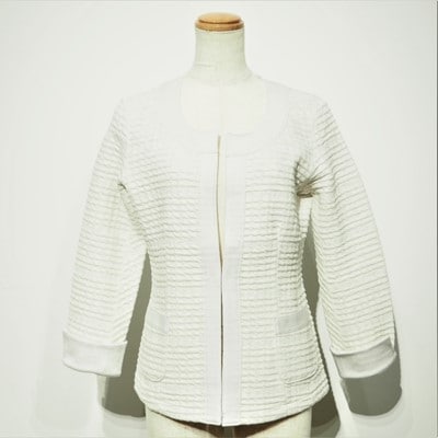 【婦人】INDUSTYLE TOKYO　動体裁断ノーカラージャケット　トップグレー　36サイズ