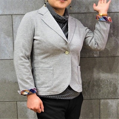 婦人】INDUSTYLE TOKYO 動体裁断ミニ裏毛ジャケット グレー 42サイズ