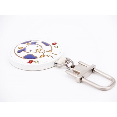 【文庫屋　大関】ドアに冷蔵庫にペタリ　干支キーホルダー　丑【皮革工芸品】