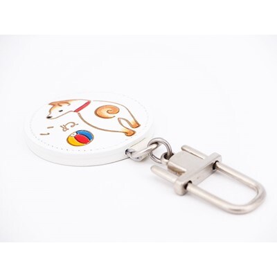 【文庫屋　大関】ドアに冷蔵庫にペタリ　干支キーホルダー　戌【皮革工芸品】