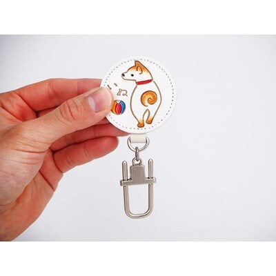 【文庫屋　大関】ドアに冷蔵庫にペタリ　干支キーホルダー　戌【皮革工芸品】