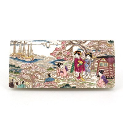 【文庫屋　大関】L字ファスナーのスリム束入れ　浮世絵　御殿山【皮革工芸品】