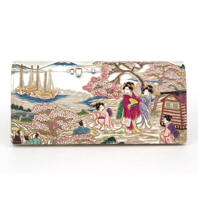 【文庫屋　大関】束入れ　浮世絵　御殿山【皮革工芸品】