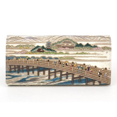 【文庫屋　大関】束入れ　浮世絵　三条大橋【皮革工芸品】