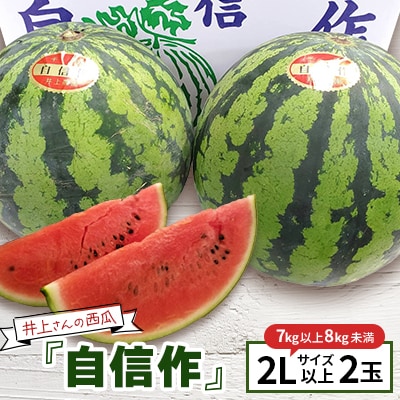 【先行受付・2025年出荷】井上さんの西瓜「自信作」2Lサイズ以上 2玉