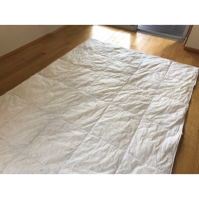 お家の洗濯機で洗える 春秋の羽毛ふとん+和晒しガーゼで作ったカバー(アイボリー)のセット