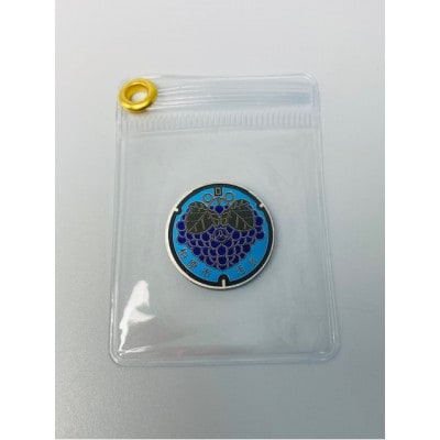 チタン製ミニチュアマンホール・メダルセット【柏原市】ぶどう