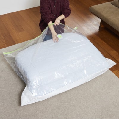 【日本製】ふとん圧縮袋 Lサイズ 2枚入り×2箱セット (ダブル掛け大きいふとん用)