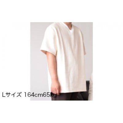 【Lサイズ】生地の強靭さにこだわったVネックTシャツ　生成　1着