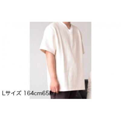 【3Lサイズ】生地の強靭さにこだわったVネックTシャツ　生成