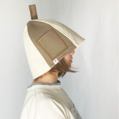 【Mサイズ】柔道衣の生地で作ったサウナハット【ブラウン×生成り】