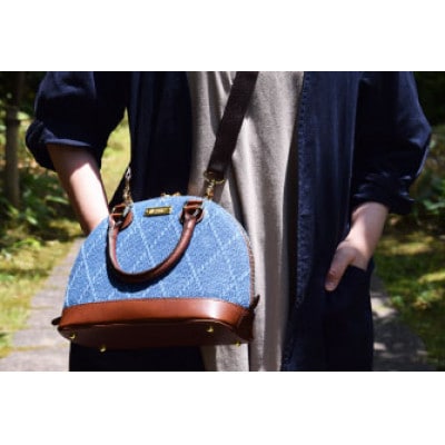 柔道生地を使用!インディゴ染め刺子ショルダーバッグ