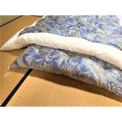 【浅井ふとん店】[抗菌・防ダニ]素朴なコットン掛・敷布団セット/シングル・ブルー