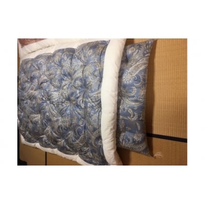 【浅井ふとん店】[抗菌・防ダニ]素朴なコットン掛・敷布団セット/シングル・ブルー