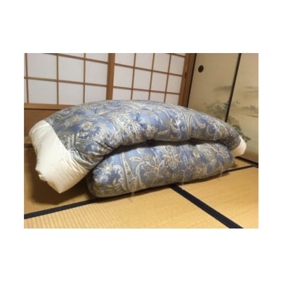 【浅井ふとん店】[抗菌・防ダニ]素朴なコットン掛・敷布団セット/シングル・ブルー