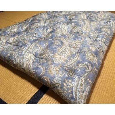 【浅井ふとん店】【抗菌・防ダニ】素朴なコットン敷布団/セミダブルロング・ブルー