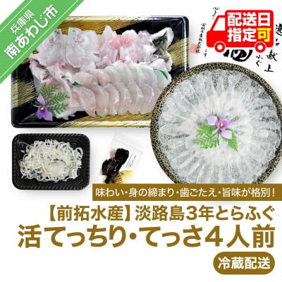 【冷蔵配送】淡路島3年とらふぐ(活てっちり・てっさ4人前)◆配送期間10月25日～3月31日