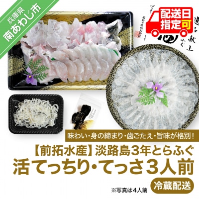 【冷蔵配送】淡路島3年とらふぐ(活てっちり・てっさ3人前)◆配送期間10月25日～3月31日