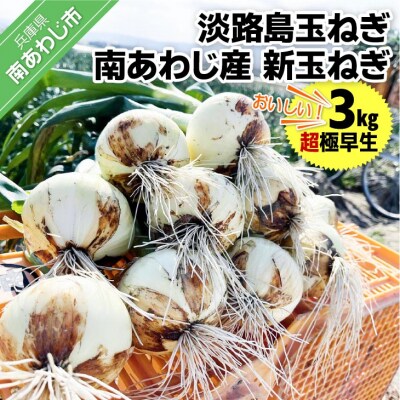 淡路島玉ねぎ 南あわじ産新玉ねぎ(超極早生)3kg　◆配送2月～