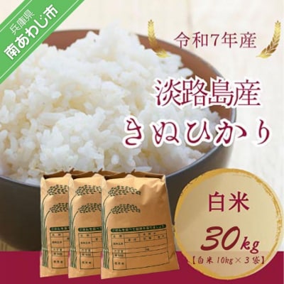 令和7年産新米　淡路島産キヌヒカリ　白米30kg