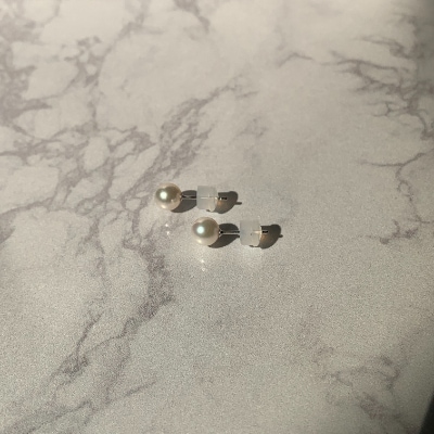 あこや真珠ピアス(約5.0-5.5mm K10WG製)(18-02)