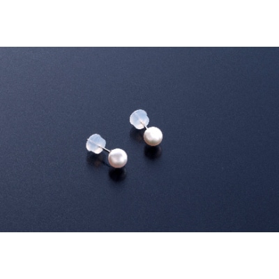 あこや真珠ピアス(約5.0-5.5mm K10WG製)(18-02)