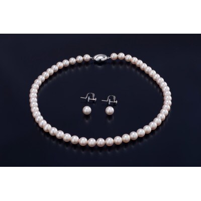 [花珠鑑別]あこや真珠花珠ネックレス・イヤリングセット(7.5-8.0mm)(400-06)