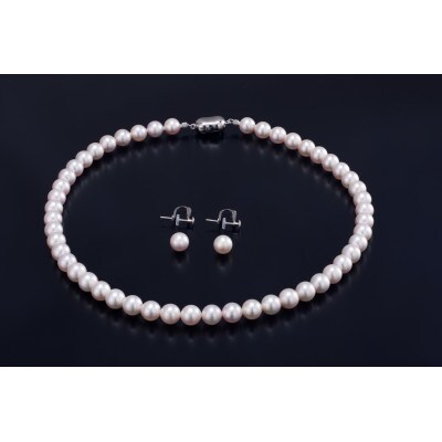 [花珠鑑別]あこや真珠花珠ネックレス・イヤリングセット(8.0-8.5mm)(600-06)